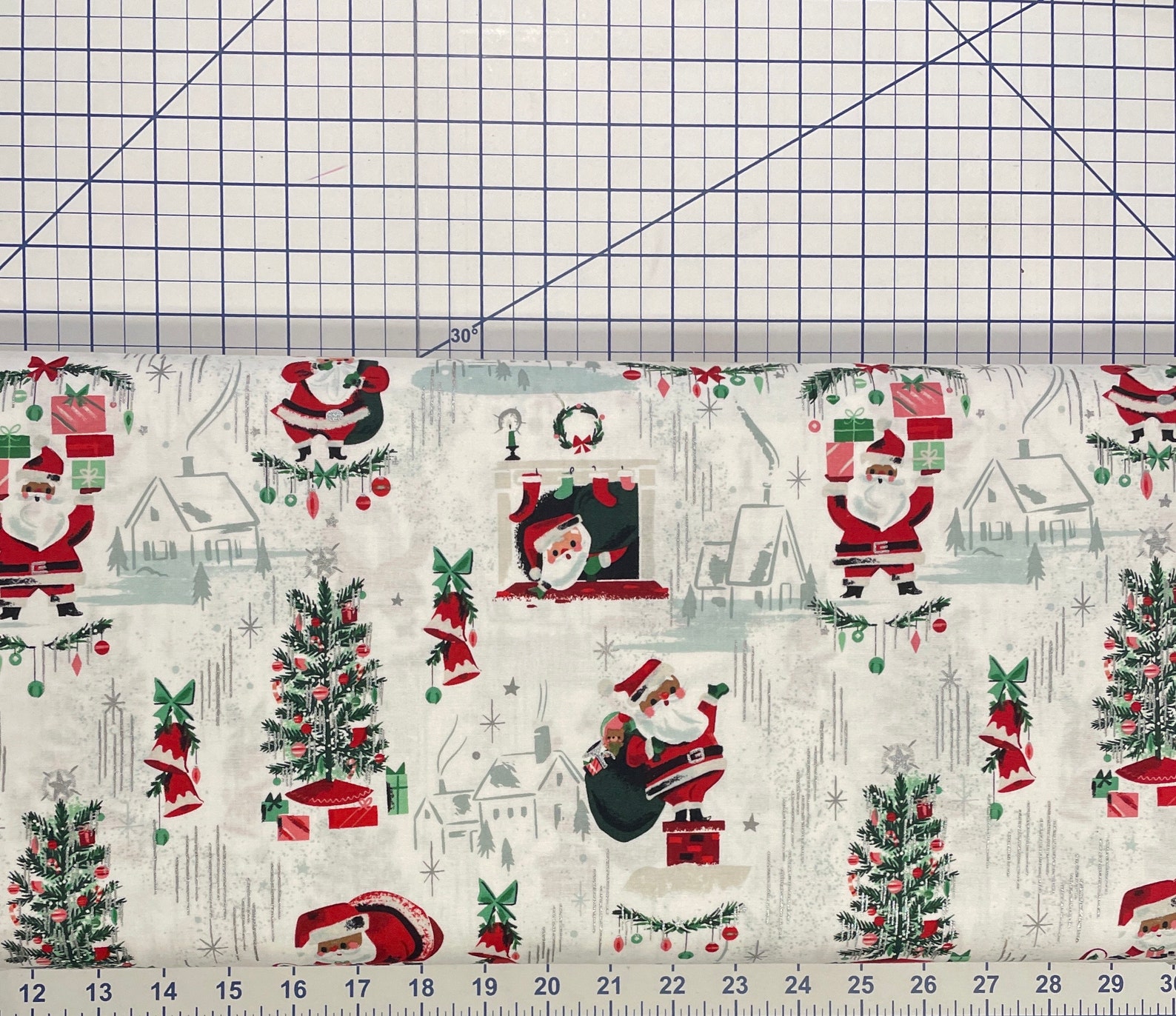 Santa Claus Cotton Fabric, Twas, Riley Blake, Silver Metallic Accents ...