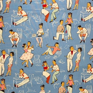 Going Steady Cotton Fabric, Romance, Valentine, Love, Comics, 1950s