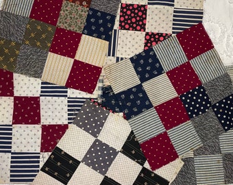 Antique 1800s Quilt Squares, Turn Of The Century, Mourning Prints