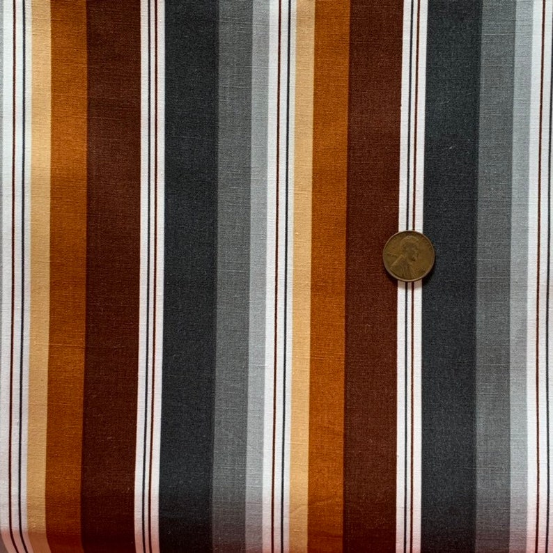 Large Striped Cotton Fabric Brown Striped Cotton Fabric Quilting Fabric Vintage Stripe Fabric Gray Striped Fabric