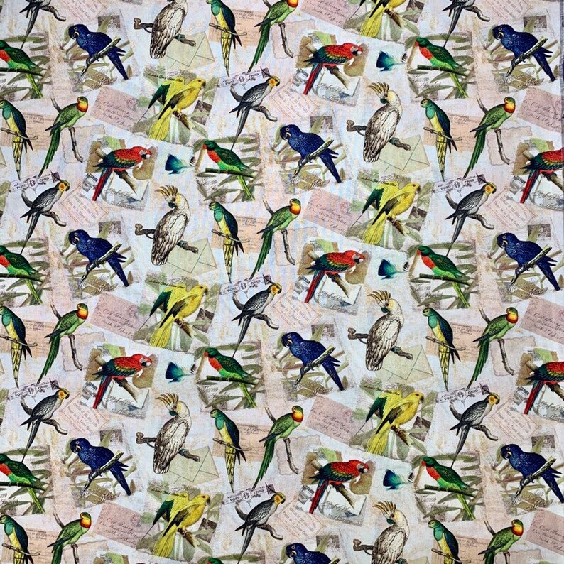 100 Cotton Bird Fabric By The Yard Garden Avian Wildlife Etsy