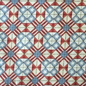 100% Cotton Patriotic Fabric, Patchwork, America, Farmhouse, Red, White and Blue, USA