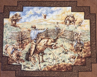 Cowboy Cotton Wall Panel Fabric, Rodeo, Ranch