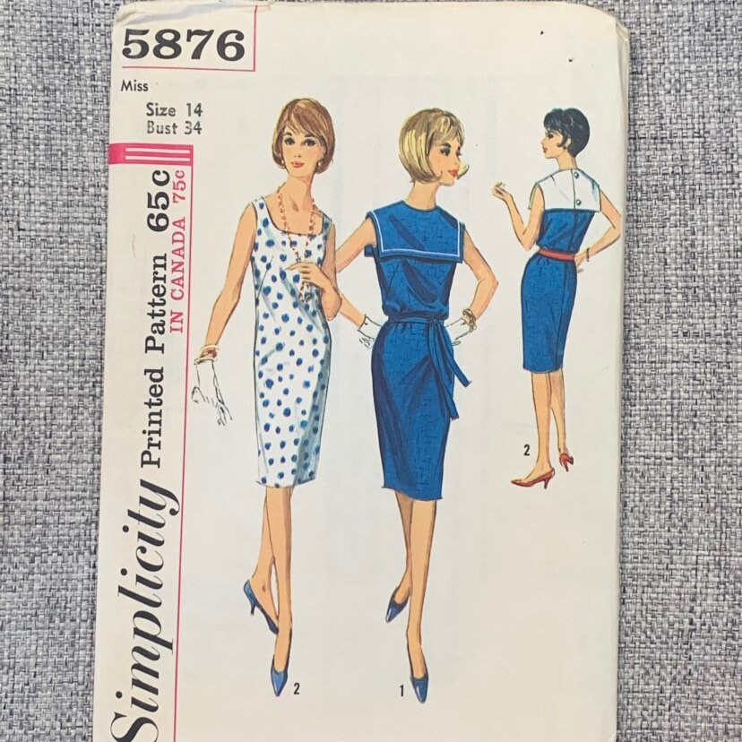 とと Vintage 60s Shift Dress Pattern: Simplicity 5876, Size 14