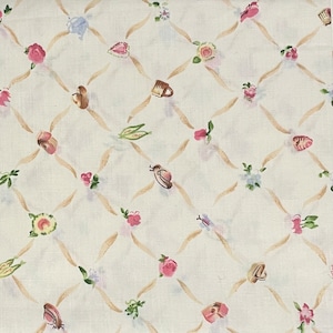 Flower Garden Cotton Fabric, Birdhouse, Bee Hive