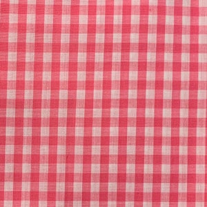 Vintage Pink and White Gingham Fabric, Check, Nursery