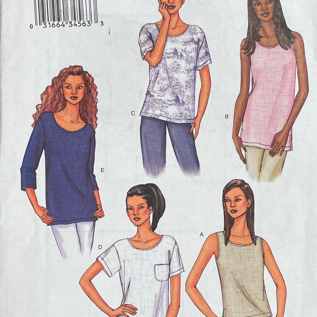 Loose Fitting Pullover Top Pattern, Butterick 3383, UNCUT - Etsy