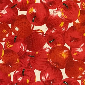 Red Apple Cotton Fabric, Fruit, Harvest, Fall, Autumn
