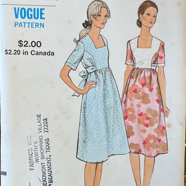 Vintage Small Maternity Dress Pattern, Vogue 8080, UNCUT