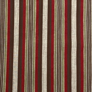 Vintage Brown and Red Striped Textured Cotton Fabric