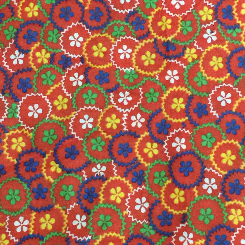 100 Cotton Red Calico Fabric By The Yard Small Print Floral Etsy