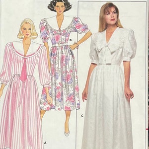 Vintage Fitted Bodice Dress Pattern, 1980s, Butterick 4624, UNCUT
