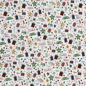 Christmas Greetings Cotton Fabric, Brother Sister Design Studio