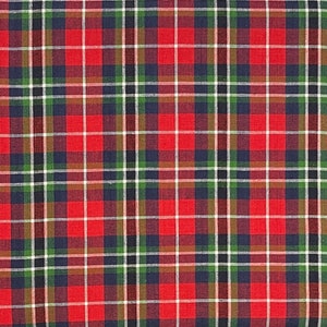 Red, Green And White Homespun Cotton Fabric, Woven