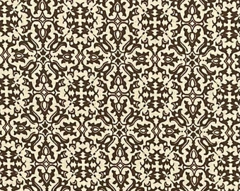 Beige and Brown Mosaic Tile Cotton Fabric Medallion, Geometric