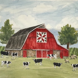 Red Barn Wall Panel Cotton Fabric, Riley Blake