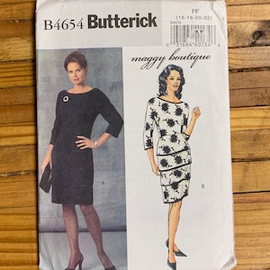 Patron de robe semi-ajustée doublée, Butterick 4654, Maggie Boutique, non découpé