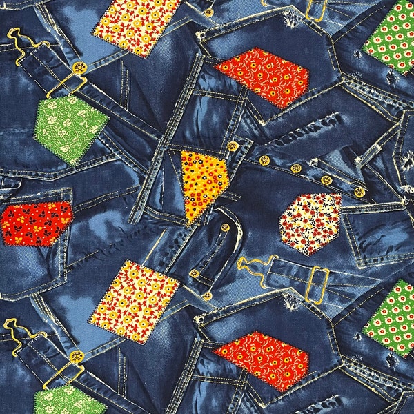 Patchwork Denim Fabric Etsy