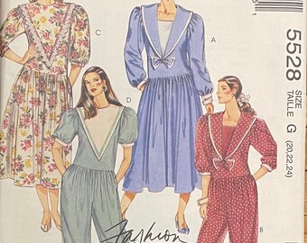 Vintage Misses Drop Waist Dress and Jumpsuit Pattern, McCalls 5528, UNCUT