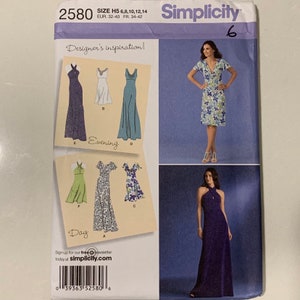 Sleeveless Evening Dress Pattern, Halter, Simplicity 2580  UNCUT