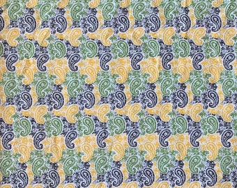 Yellow Green And Black Paisley Cotton Fabric