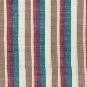 Vintage Brown, White, Green, Red and Purple Stripe Cotton Fabric