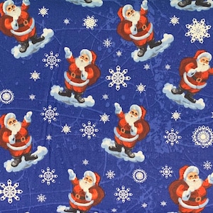 Vintage Santa Claus Cotton Fabric, Christmas