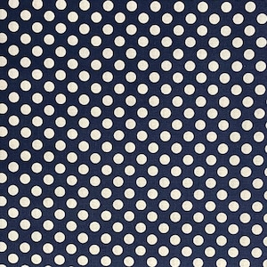 Navy Blue and White Polka Dot Cotton Fabric, Riley Blake, Dots