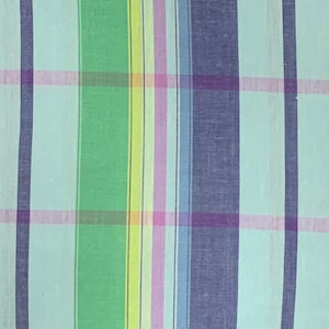 Vintage Blue and Green Plaid Polyester Fabric