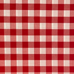 Red and White Cotton Gingham Fabric, Check
