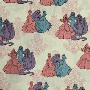 100% Cotton Disney Princess Rapunzel, Ariel, Belle, Cinderella, And Snow White Fabric, Tangled, Camelot