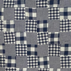 Blue and White Plaid Cotton Patchwork Fabric