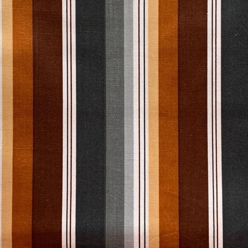 Large Striped Cotton Fabric Brown Striped Cotton Fabric Quilting Fabric Vintage Stripe Fabric Gray Striped Fabric