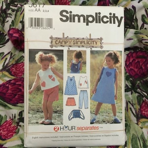 Girls Short Set, Dress, Top, Capri Pants Pattern, Camp Simplicity, Simplicity 7150, UNCUT