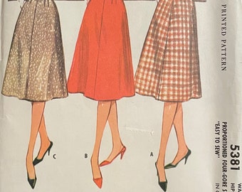 Vintage Flared Skirt Pattern, McCalls 5381, UNCUT