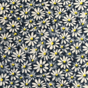 Navy Blue Crazy Daisy Cotton Fabric, Calico