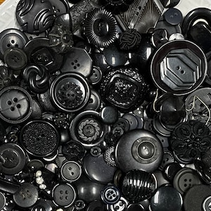 200 Vintage Black Buttons Lot