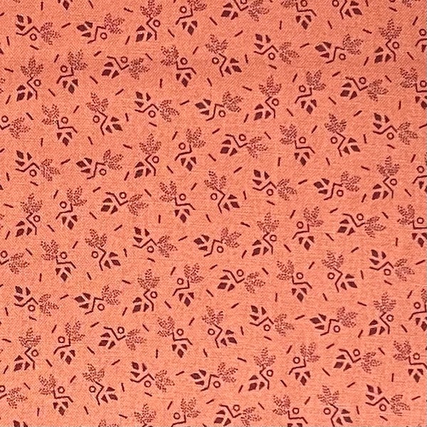 Salmon Calico Fabric, Floral, Andover Fabrics, Di Ford Hall, Anne English Scrap Box