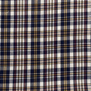 Vintage Navy Blue and White Light Weight Plaid Fabric