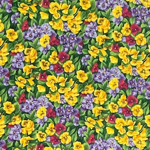 The Quiltmakers Garden Cotton Fabric, Pansies, Northcott