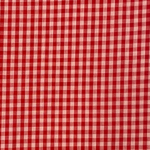 Vintage Red and White Gingham Cotton Fabric, Check
