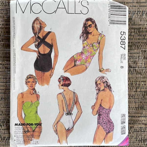 Vintage Small One Piece Bathing Suit Pattern, McCalls 5387, UNCUT