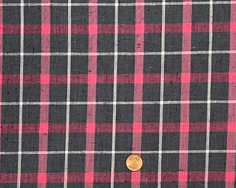 Pink, Gray and White Plaid Cotton Fabric
