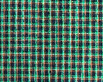 100% Cotton Green and Blue Plaid Homespun Fabric By The Yard, Woven
