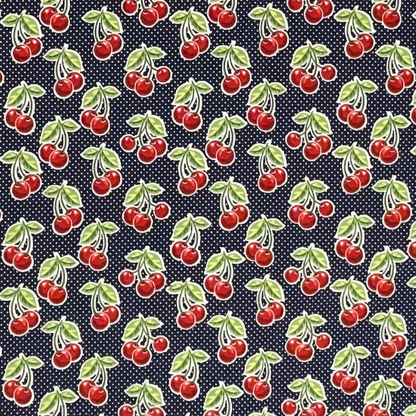 Red Cherry Cotton Fabric, Cherries, Waverly Inspirations