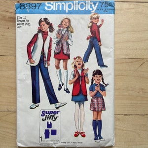 Patron Simplicity 8814 Vintage - Robe-pantalon Pour Fille Taille 10, Années 1970