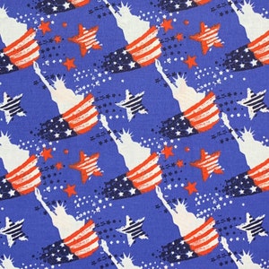 100% Cotton Lady Liberty Fabric, Statue of Liberty, Patriotic, American, USA, New York, Quilting