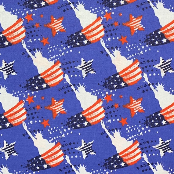 100% Cotton Lady Liberty Fabric, Statue of Liberty, Patriotic, American, USA, New York, Quilting