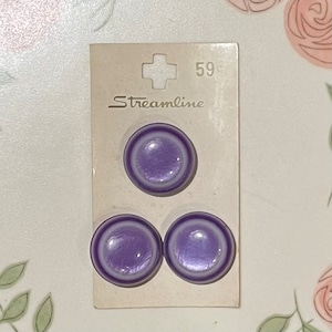 Vintage Purple Buttons on Original Card, Streamline