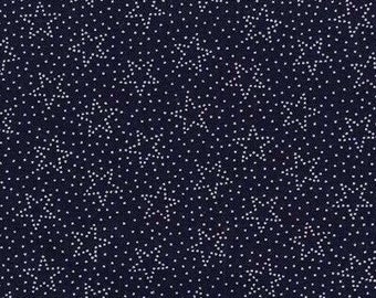 100% Cotton Blue and White Star Fabric, Dotted Star, Blue Calico, Patriotic, Quilting
